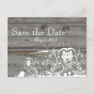 Land verblasst Holz Save the Date Ankündigungspostkarte