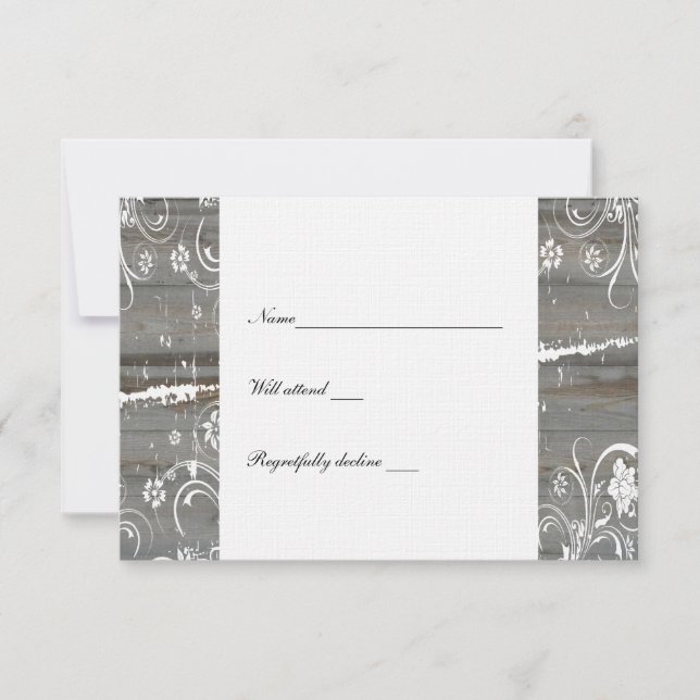 Land verblasst Holz-uAwg RSVP Karte (Vorderseite)