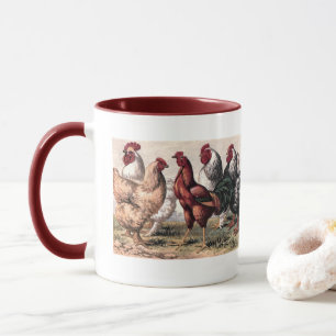 Land-Vintage Hahn-Huhn-Bauernhof-Tasse Tasse
