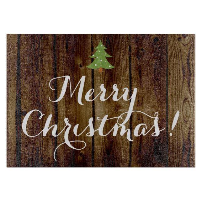 Land-Vintage hölzerne frohe Weihnachten Schneidebrett (Vorderseite)