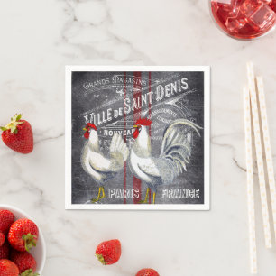 Land-Vintage Paris-Hahn-Partyservietten Serviette