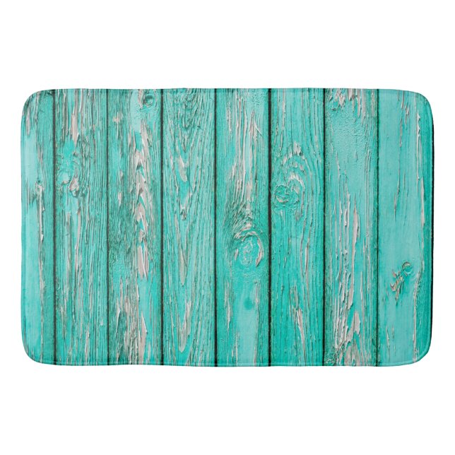 Land-Vintages beunruhigtes altes blaues Grün-Holz Badematte (Vorderseite)