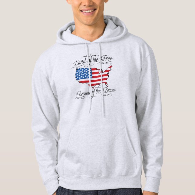 Land vom freien wegen der tapferen patriotischen hoodie (Vorderseite)