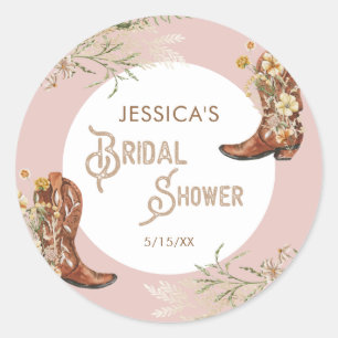 Land Wasserfarbe Florale Stiefel Brautparty Runder Aufkleber