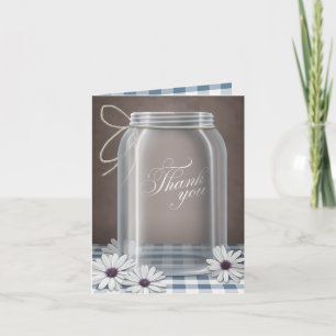 Land-Weckglas-Gänseblümchen-Blau dankt Ihnen Dankeskarte