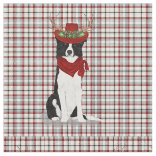 Land Weihnachtsborder Collie und Western Kariert Stoff