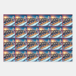 Land Weihnachtsmann Traktor und Fütternd Kühe Geschenkpapier Set