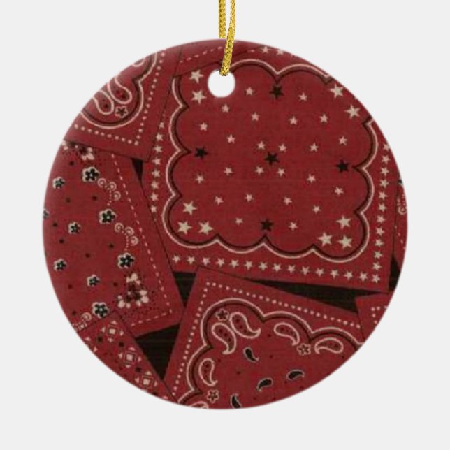 Land-WeihnachtsrotBandana Keramikornament (Vorne)