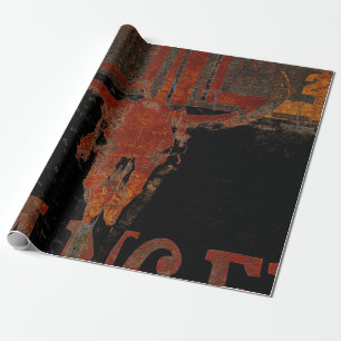 Land Western Bullenschädel Rost Schrift Alt Geschenkpapier