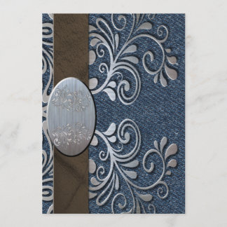 Land-Western-Denim-Silber-Schnallen-Hochzeit Einladung