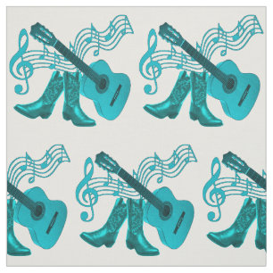 Land-Western-Musik-lt Blue Guitar und Stiefel Stoff