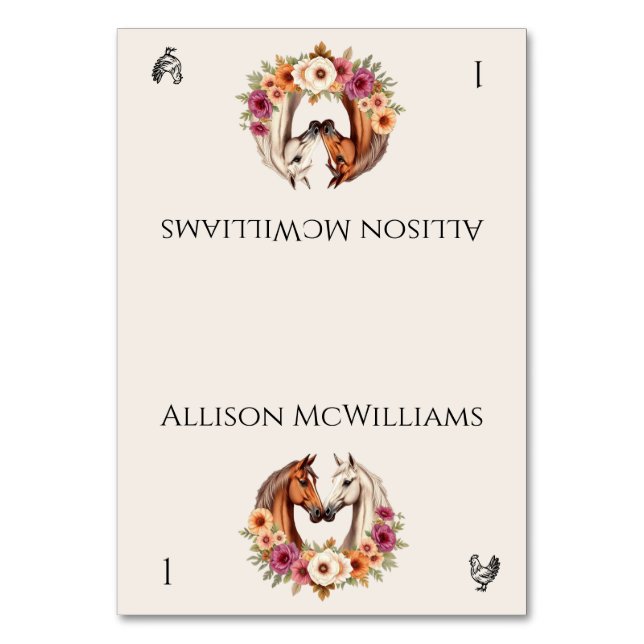 Land Western Pferde - Geflügel - Symbol Tischnummer (Vorderseite)