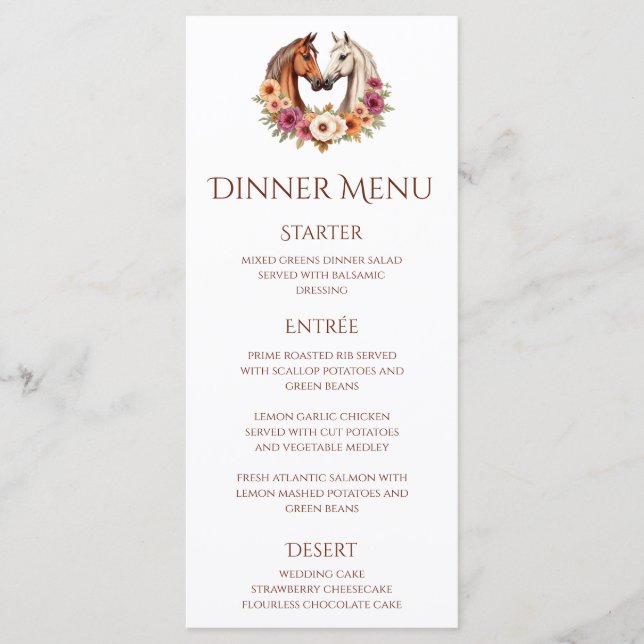 Land Western Pferde Menükarte (Vorderseite)