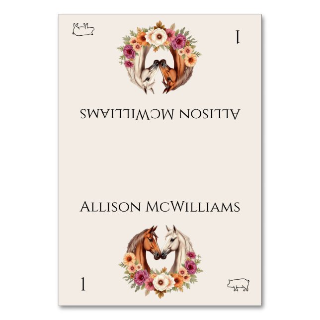 Land Western Pferde Schweinefleisch Tischnummer (Vorderseite)