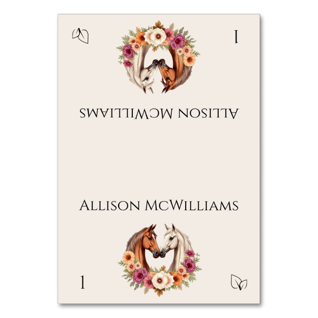 Land Western Pferde - Vegetarisches Symbol Tischnummer (Vorderseite)