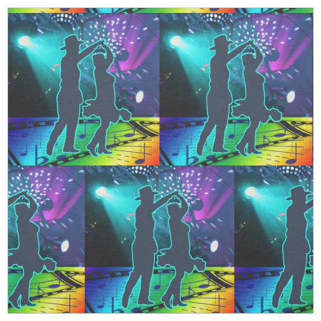 Land-Western-Tänzer-Bühne-Lichter und Musik Stoff (Muster)