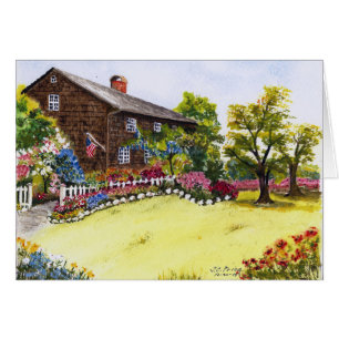 Land-Zuhause in der volle Blütewatercolor-Malerei