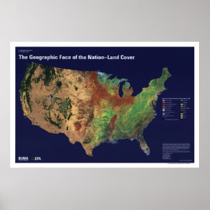 Landabdeckung in USA Karte 1992 Poster