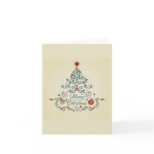 Landbaum mit Dekorationen auf Weihnachtskarte