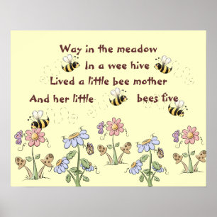 Landbienen und Blume Kinderzimmer Rhyme Poster