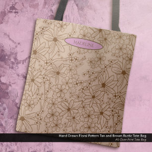 Landblumen Handgezeichnetes Muster Beige Vintage