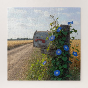 Landbriefkasten mit Morgenblumen Puzzle