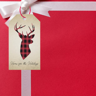 Landbuffalo-Karo-Hirsch-Weihnachten Geschenkanhänger