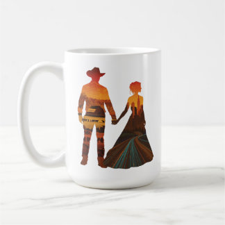 Landcowboy & Stadtmädchen Silhouette Kaffeetasse