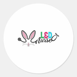 Landd Krankenschwester Bunny Ostern Stethoskop Geb Runder Aufkleber