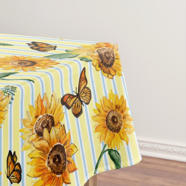 Landegestreifte Schmetterlinge und Sonnenblumen Tischdecke (Beispiel)