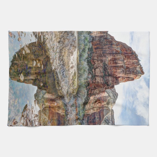Landende Zion Nationalpark-Engel - Digital-Farbe Handtuch (Horizontal)