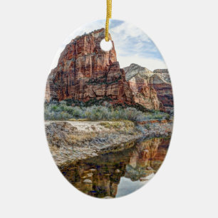 Landende Zion Nationalpark-Engel - Digital-Farbe Keramik Ornament