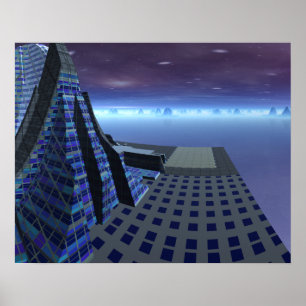 Landeplatz Gingezel Kunst-Mitte Sci FI-Landschaft Poster