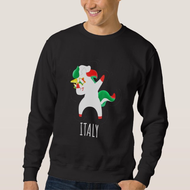 Länder Flaggen Unicorn S Dabbing Einhorn Italien Sweatshirt (Vorderseite)