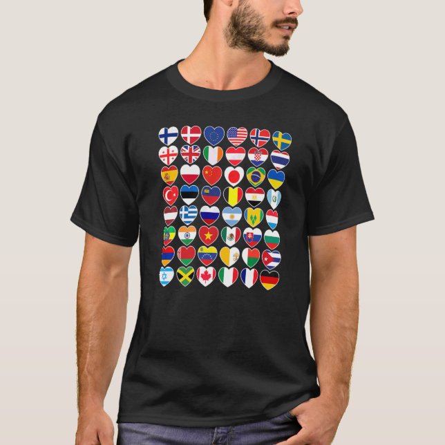 Länder unter internationalen Flaggen T-Shirt (Vorderseite)