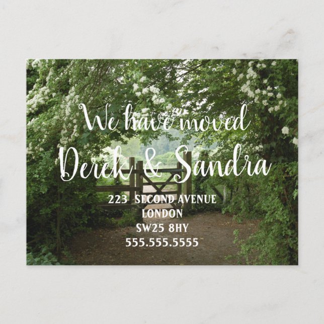 Länderansicht Änderung der Adresse verschoben Zuha Ankündigungspostkarte (Vorderseite)