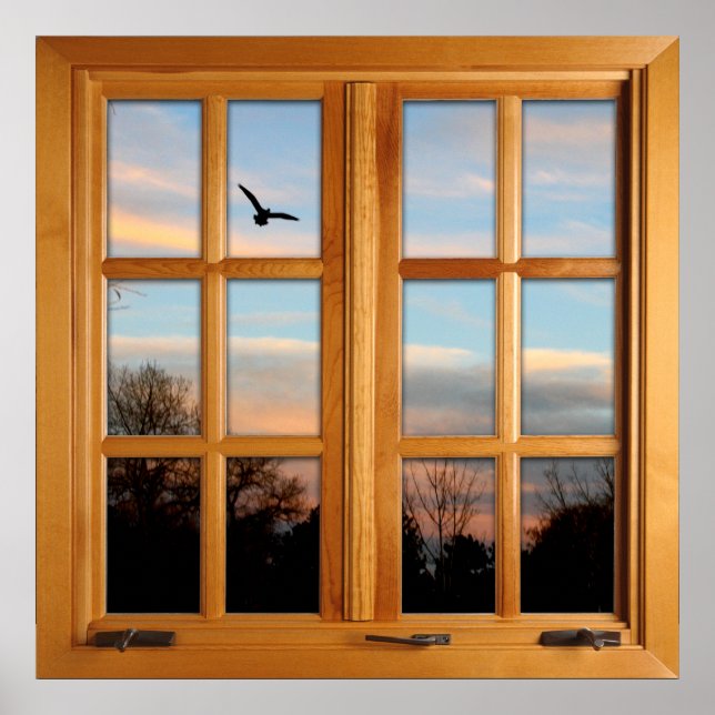 Länderbild mit Fenster "Bird Square Imitats" Poster (Vorne)