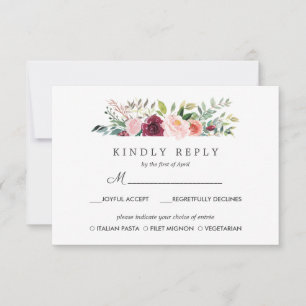 Länderblock MEAL-Option für Hochzeitsantwort UAW RSVP Karte