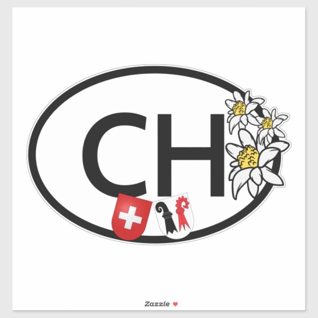 Ländercode der Schweiz Swiss & Basel Wappen Aufkleber (Blatt)