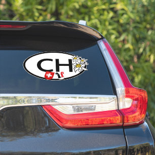 Ländercode der Schweiz Swiss & Basel Wappen Aufkleber