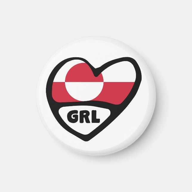 Ländercode des Grönlands Flaggenherz, GRL Magnet (Vorne)