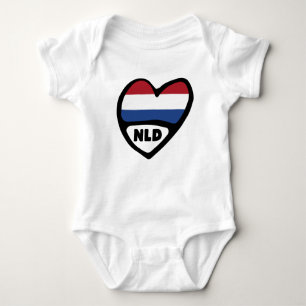 Ländercode Flaggenherz der Niederlande, NLD Baby Strampler