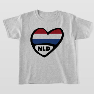 Ländercode Flaggenherz der Niederlande, NLD T-Shirt