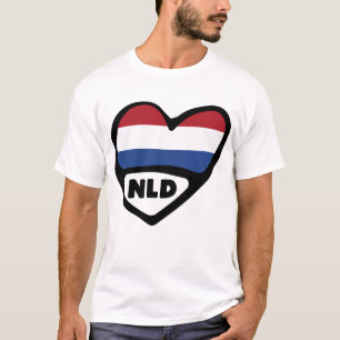 Ländercode Flaggenherz der Niederlande, NLD T-Shirt
