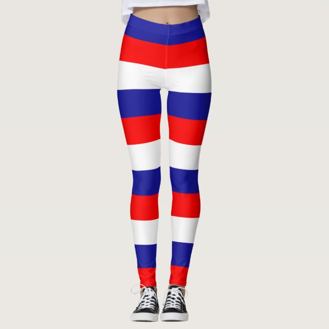 Länderfarben für Kroatien Horizontal gestreift Leggings (Vorderseite)