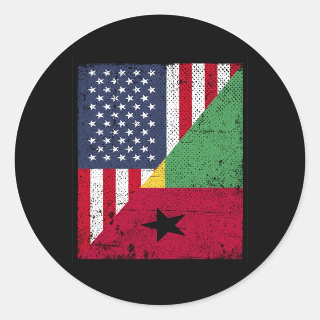 Länderflagge Halbe USA Halbfinale Guinea Bissau Runder Aufkleber (Vorderseite)