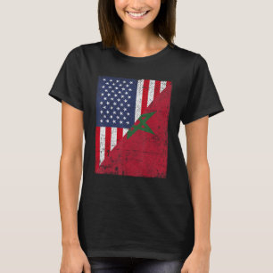 Länderflagge Half USA Halb Marokko T-Shirt