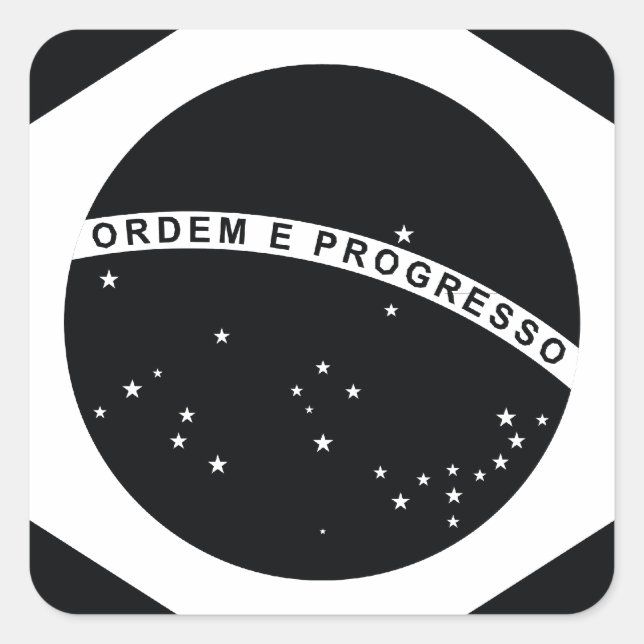 Länderflagge Schwarzes Brasilien Quadratischer Aufkleber (Vorderseite)