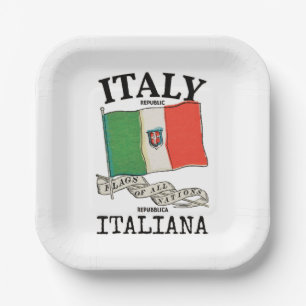 Länderflagge Vintag Italien Pappteller