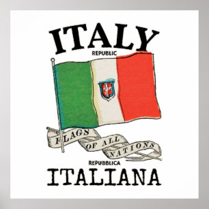 Länderflagge Vintag Italien Poster